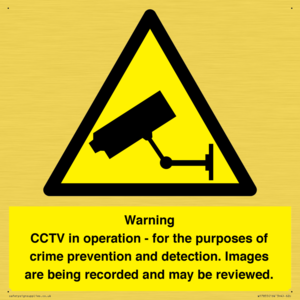 Warning CCTV in operation - for the purposes of crime prevention and detection. Images are being recorded and may be reviewed.